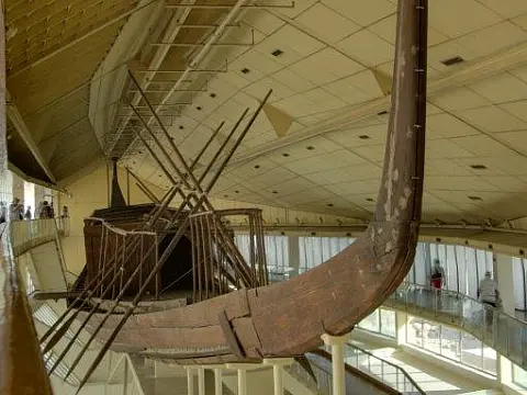 The reconstructed "solar barge" of Khufu