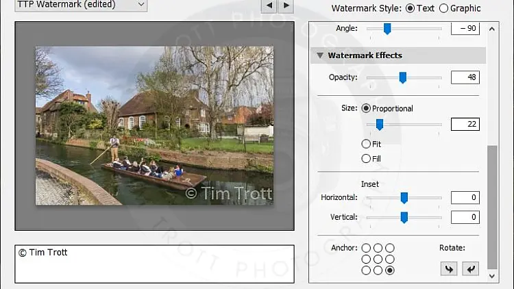Adobe Lightroom watermark editor allows you to crate watermarks for exported images.