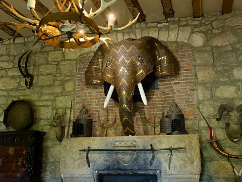 Fireplace and Elephant Decoration in the Great Hall